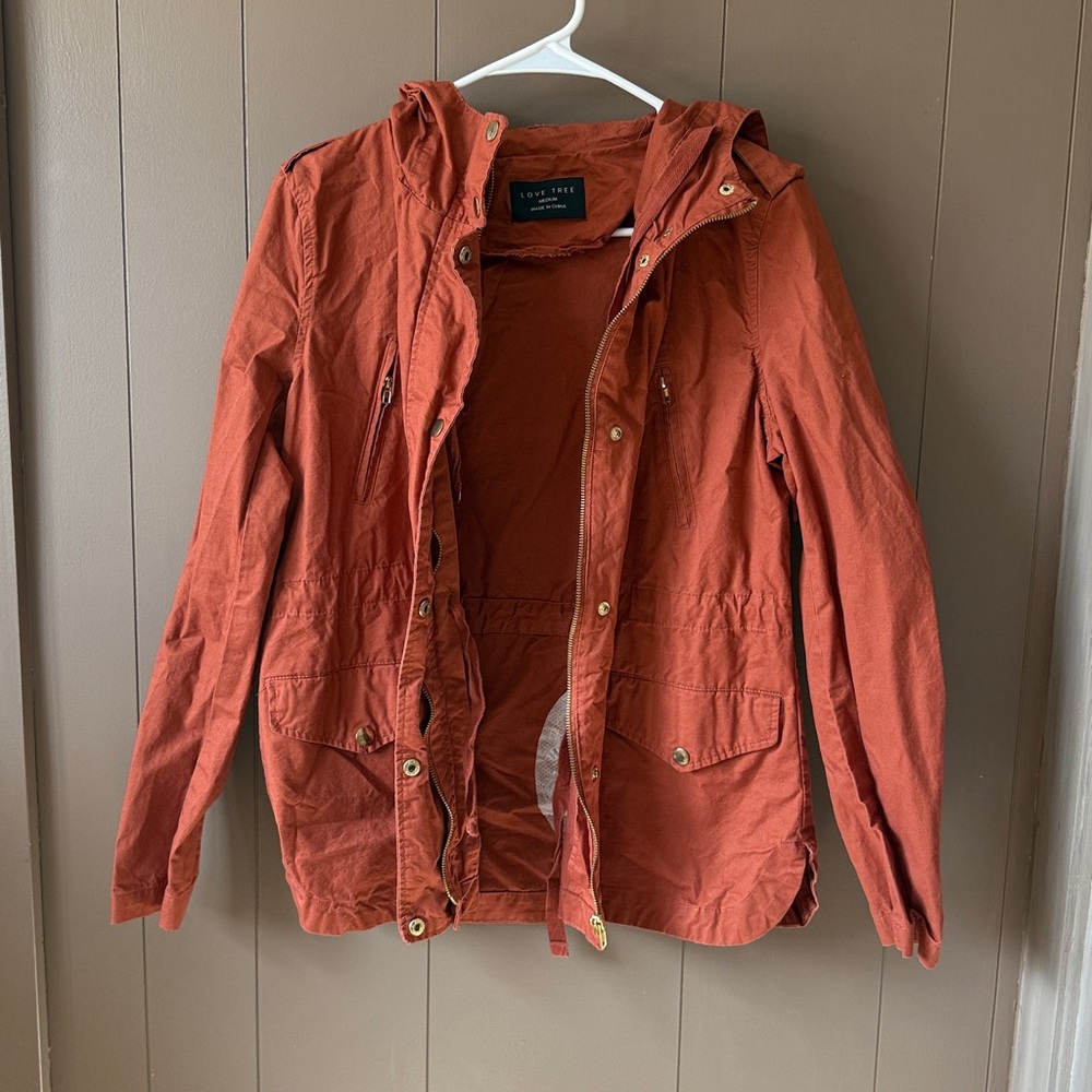 Women's Rust Orange Hooded Jacket - Picture 3 of 4